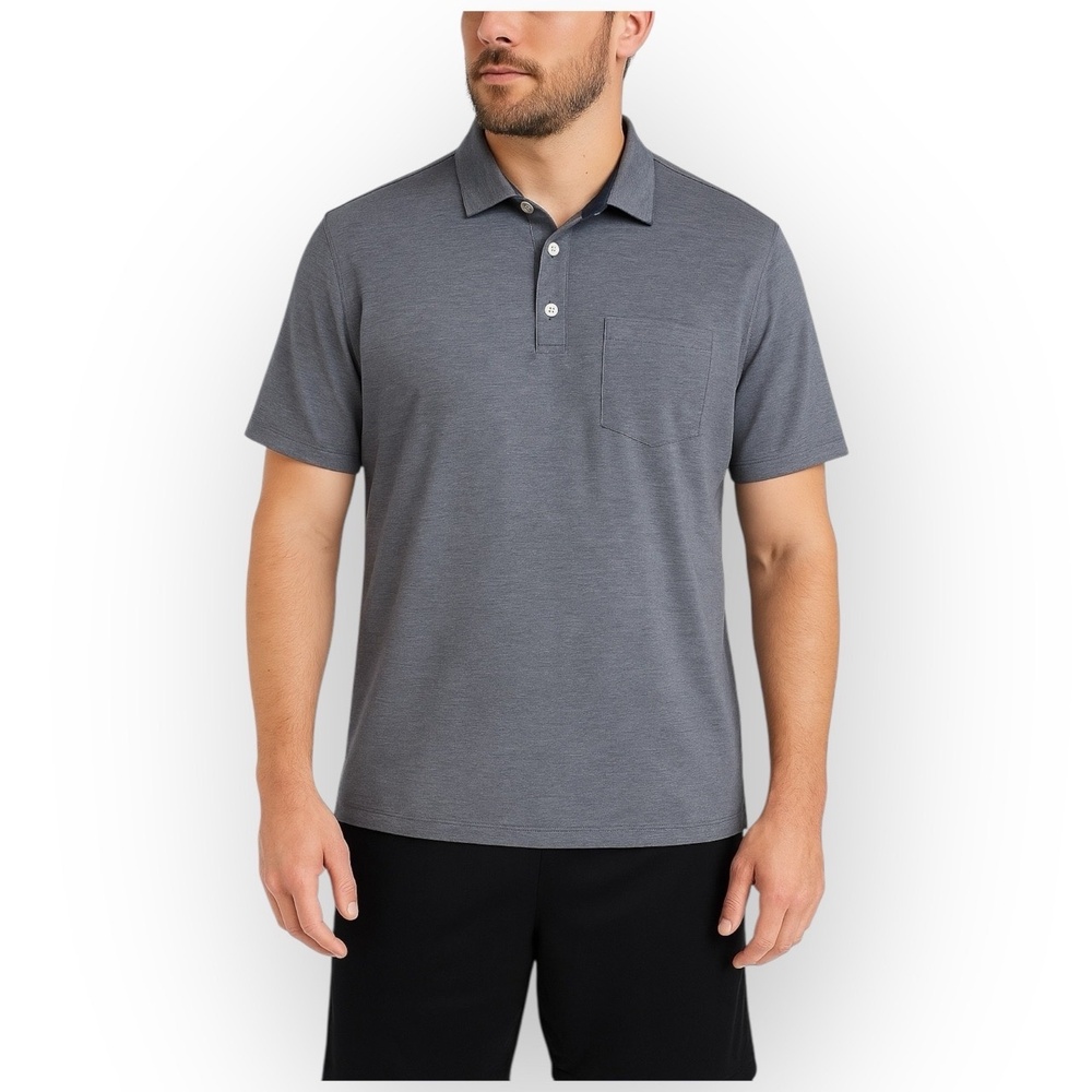 Banana Republic Performance Piqué Polo Shirt Navy Heather Blue Men's‎ Size XL